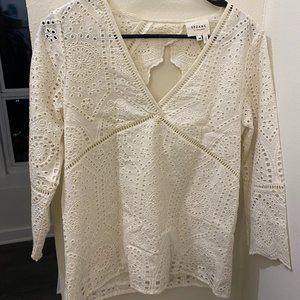 Sezane | White lace Andrea blouse with back cut-out | Size 36 (US 4)